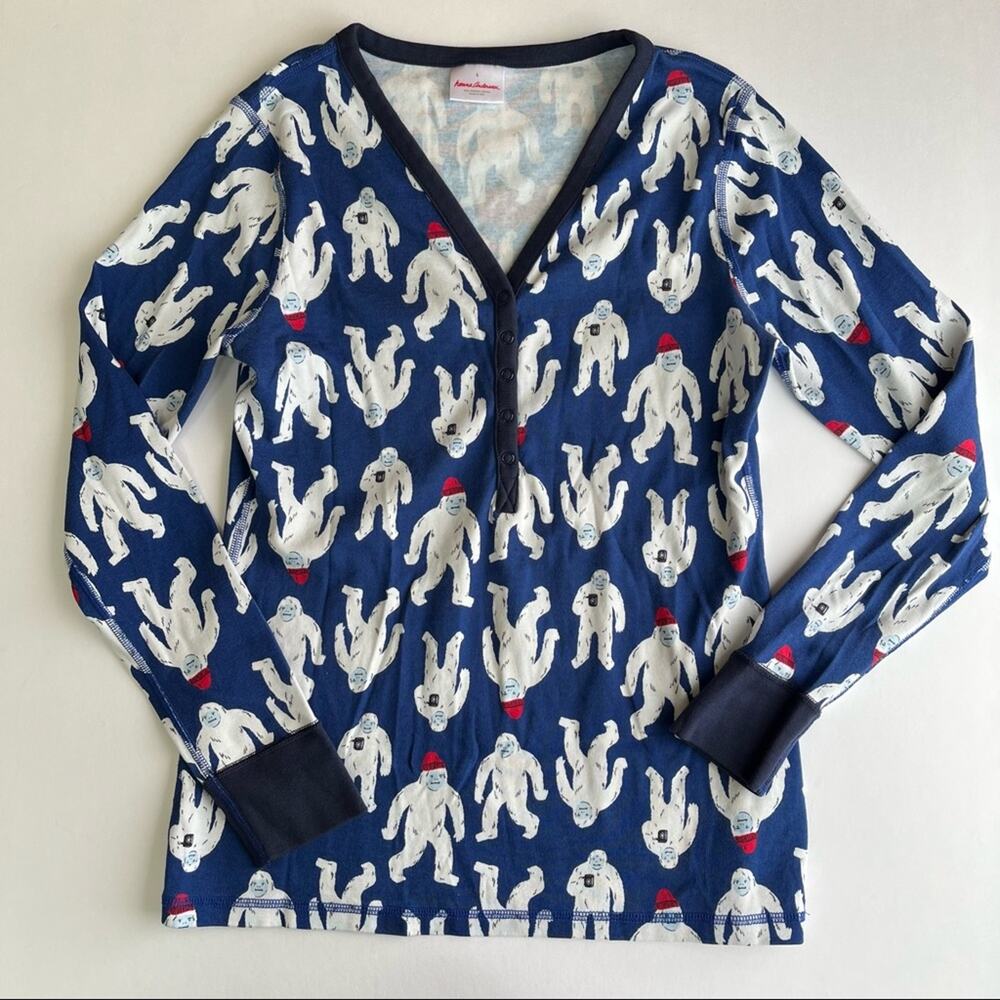 Hanna Andersson Holiday Pajama Long Sleeve Top Yeti Print